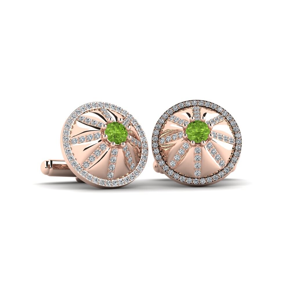 14ct Rose Gold Peridot Cufflink Gamal