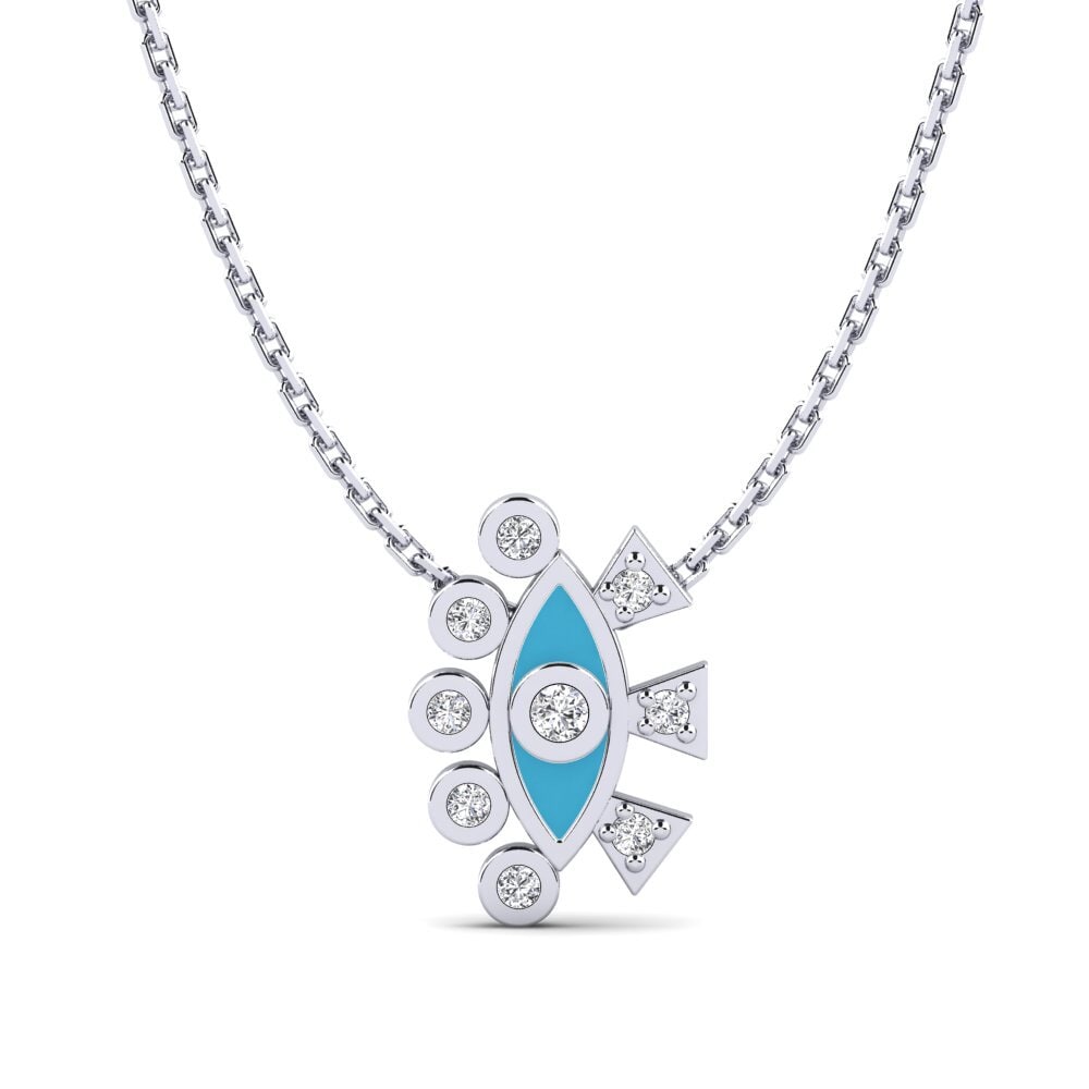 9k Oro Blanco Diamante Colgante de Mujer Gambrion
