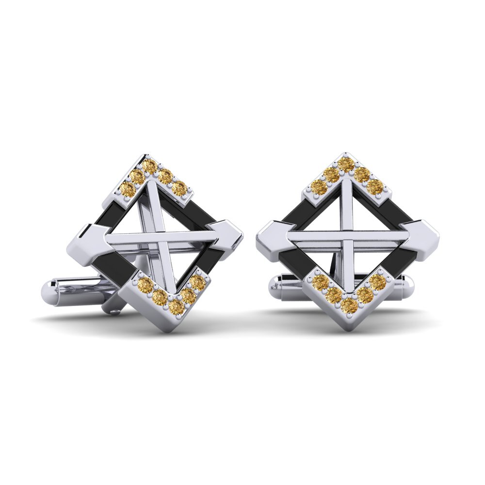 950 Palladium Brown Diamond Cufflink Gamino