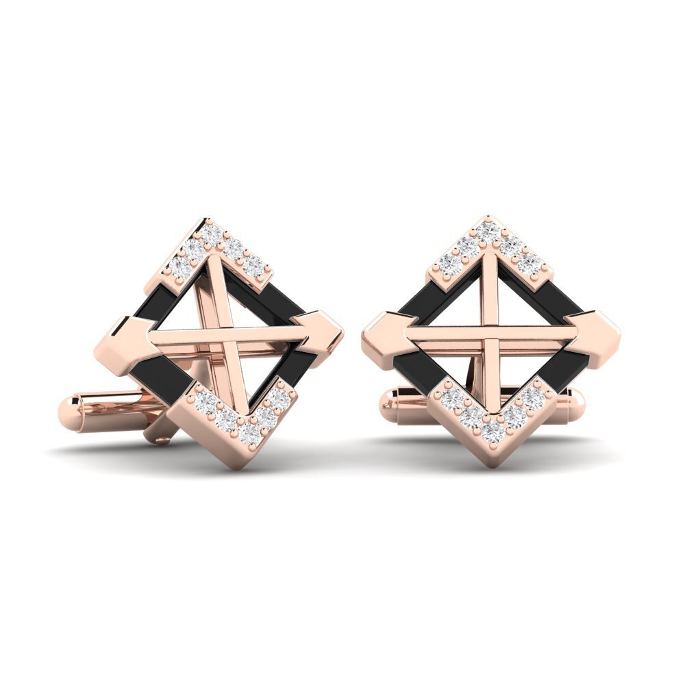 14ct Rose Gold White sapphire Cufflink Gamino