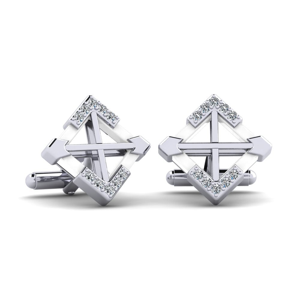 14ct White Gold Cufflink Gamino