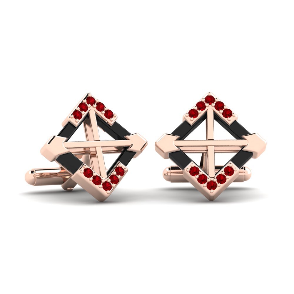 14k Oro Rosa Circonita Roja Gemelo Gamino