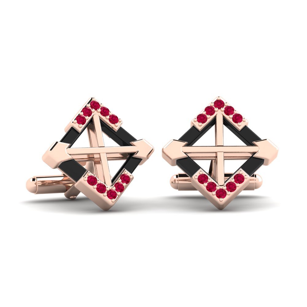 9k Oro Rosa Rubí Gemelo Gamino