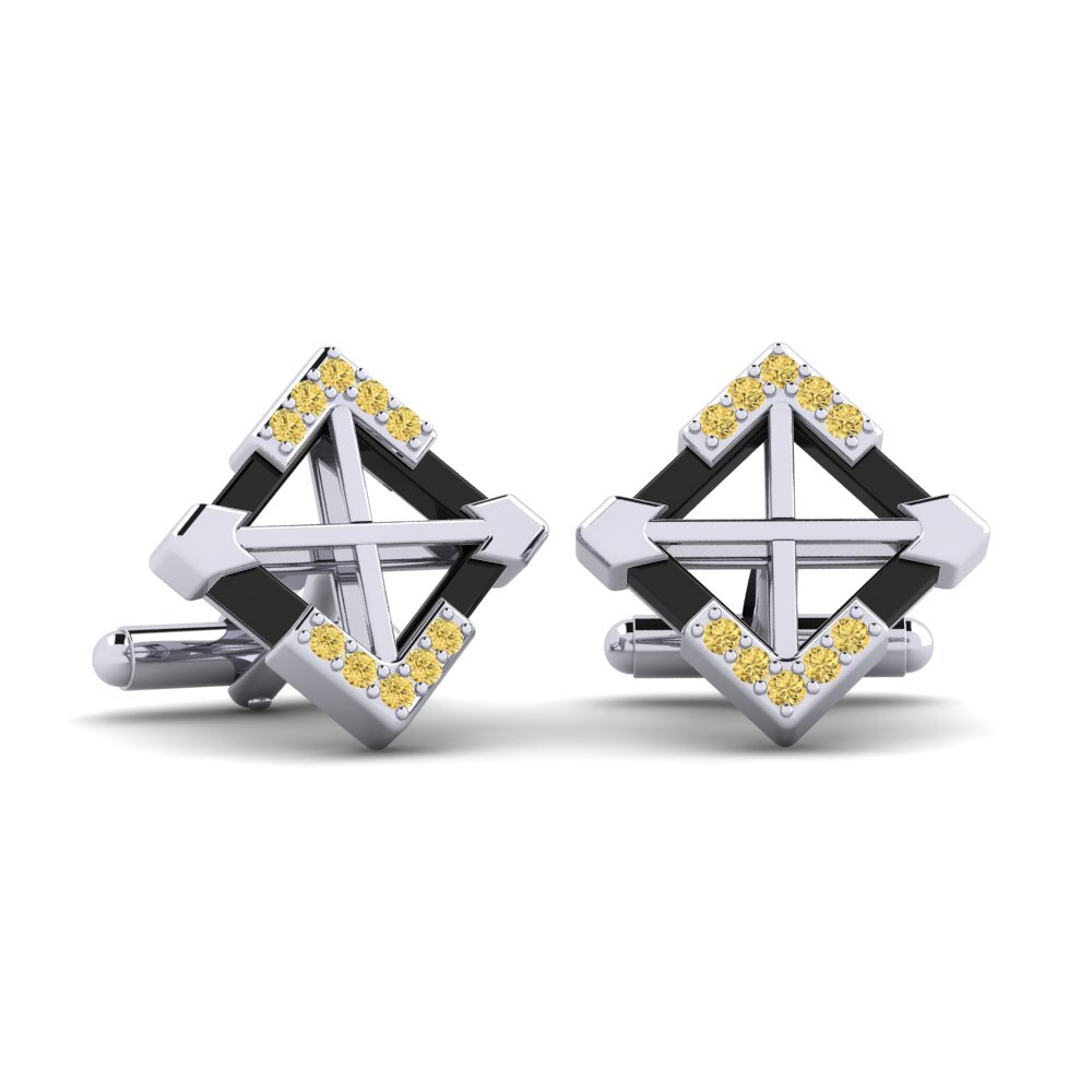 950 Palladium Yellow Diamond Cufflink Gamino