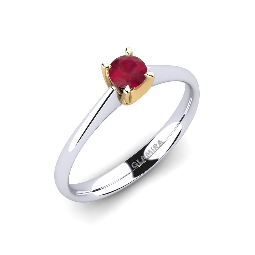 18ct White / Yellow Gold Ruby Engagement Ring Gandolfa