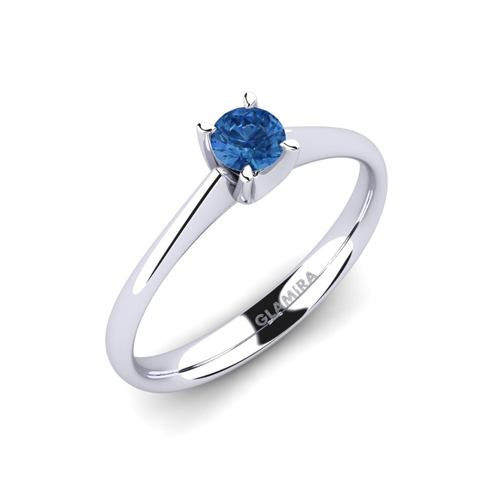 Dark Blue Zirconia Engagement Ring Gandolfa