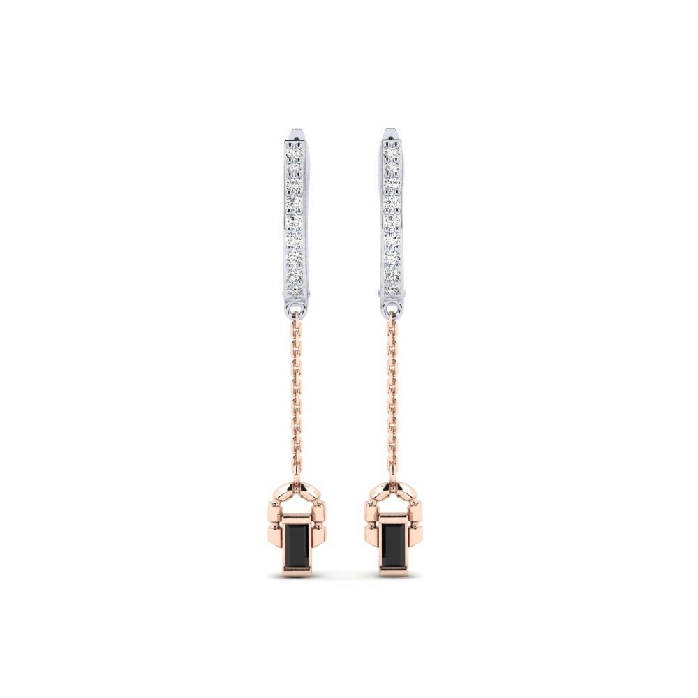 14k White & Rose Gold Black Onyx Women's Earring Gangra