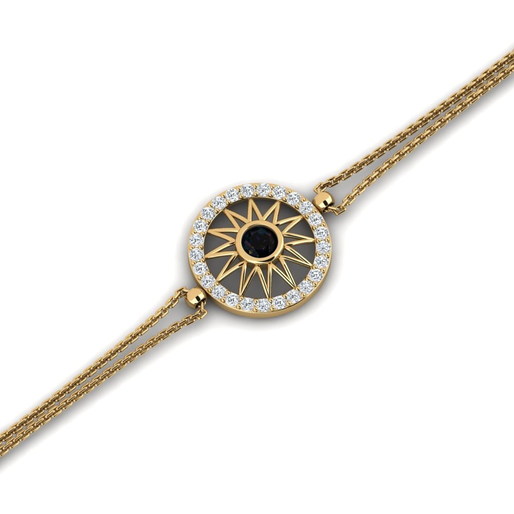 14ct Yellow Gold Black Opal Women's Bracelet Ganimola
