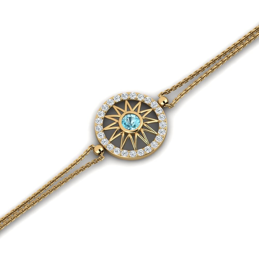 14ct Yellow Gold Blue Zircon Women's Bracelet Ganimola