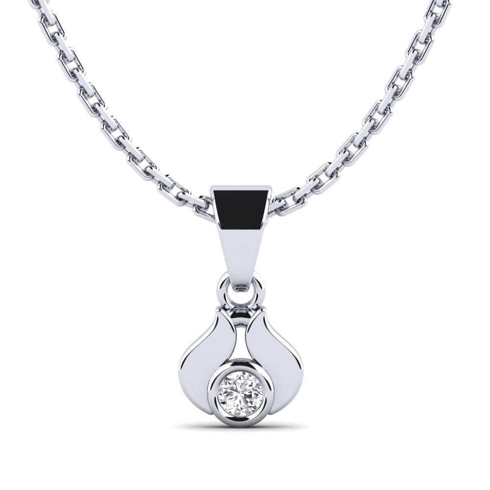 18k Oro Blanco Diamante cultivado en laboratorio Colgante de Mujer Gardant