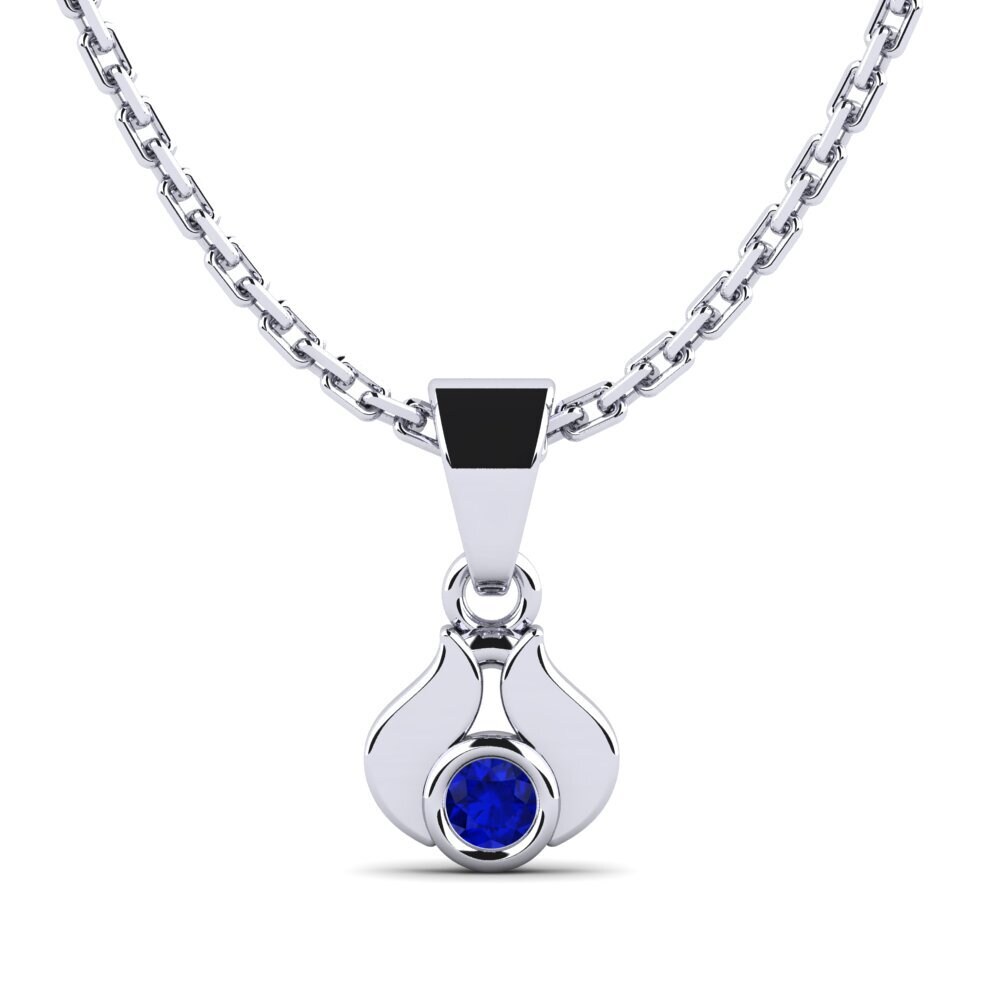 18k Oro Blanco Zafiro Colgante de Mujer Gardant