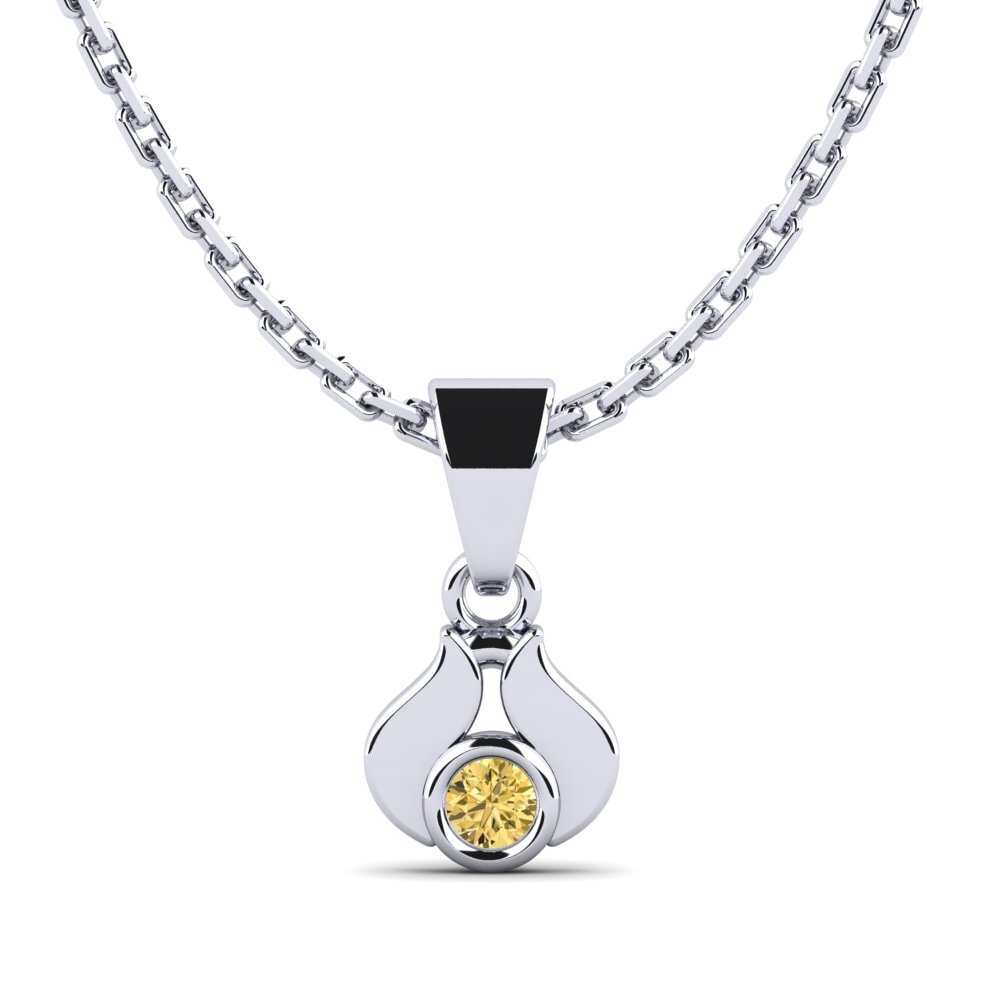 Paladio 950 Diamante Amarillo Colgante de Mujer Gardant