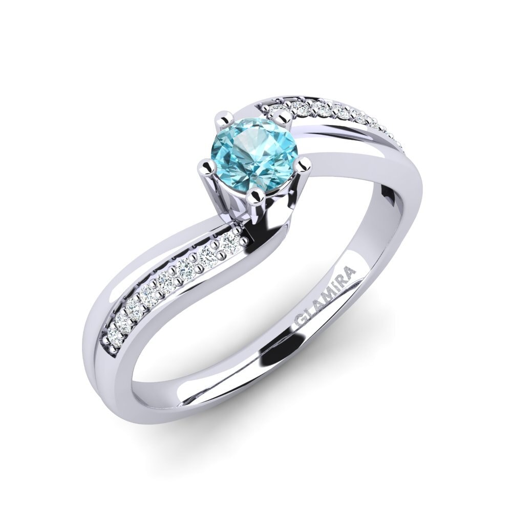Blue Zircon Engagement Ring Gardenia 0.25 crt
