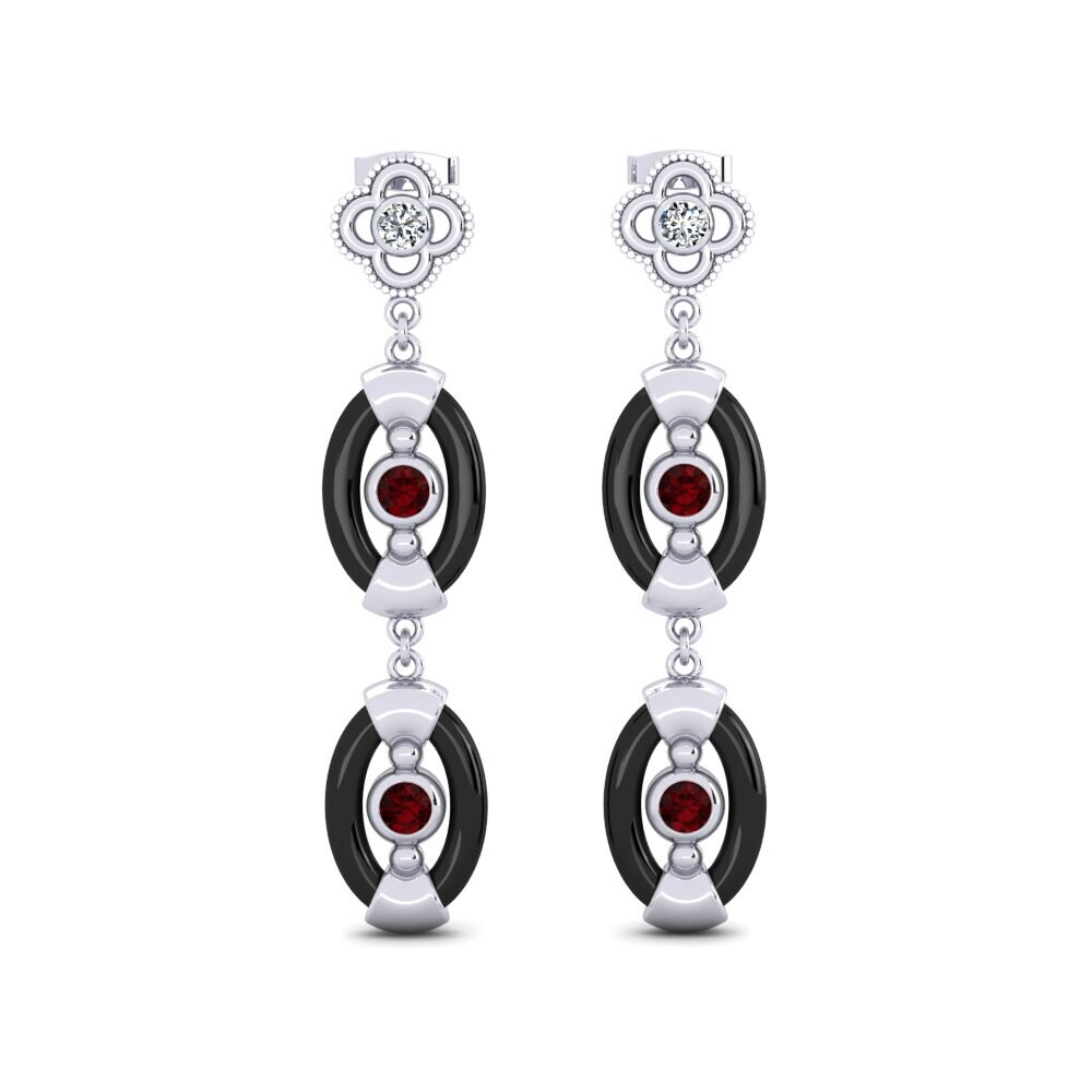 950 Platinum Garnet Women's Earring Garity