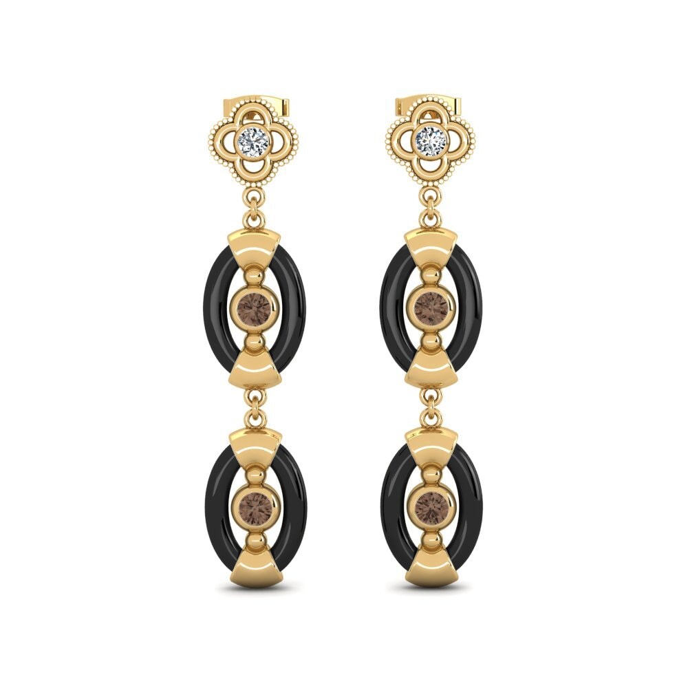Round Smoky Quartz Women's Earring Garity