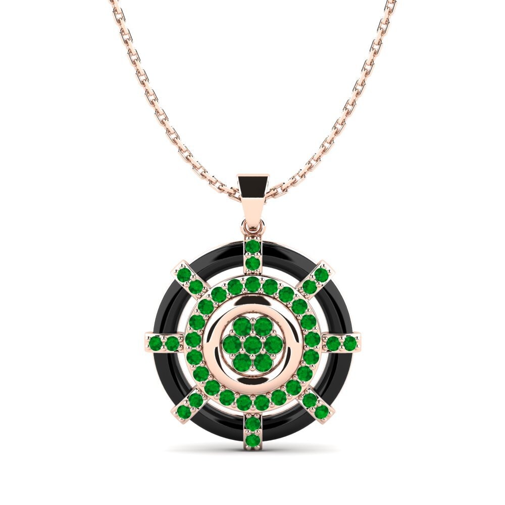 9ct Rose Gold Emerald Women's Pendant Garofalo
