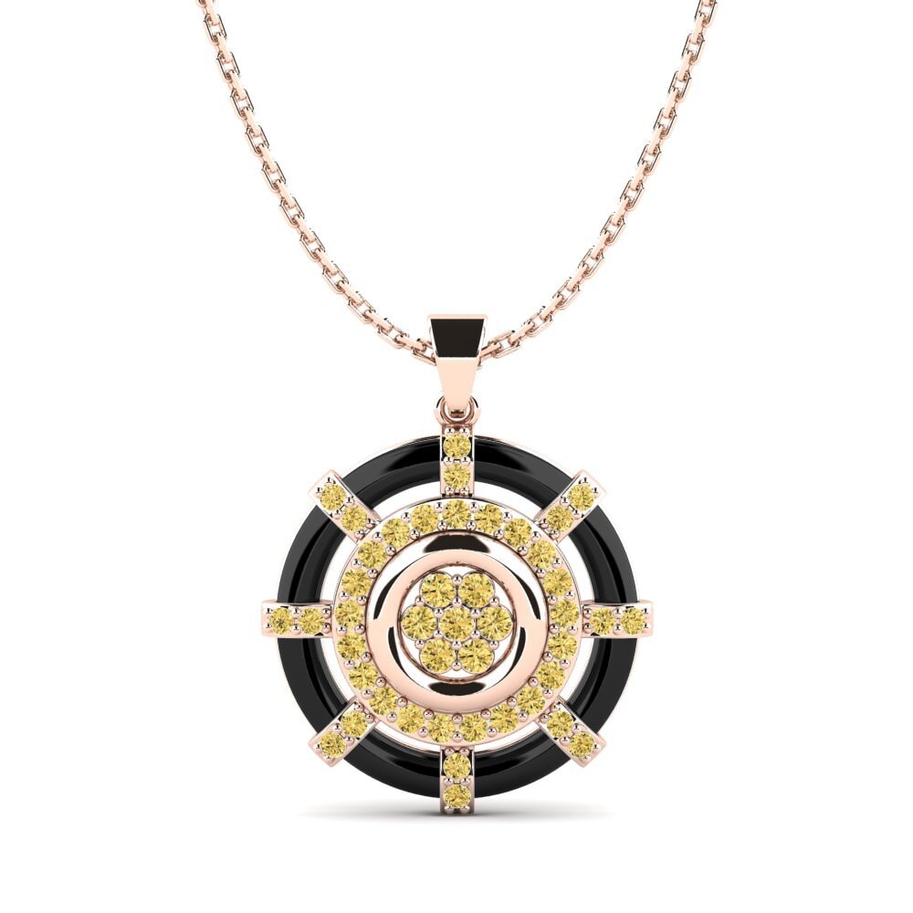 9ct Rose Gold Yellow Diamond Women's Pendant Garofalo