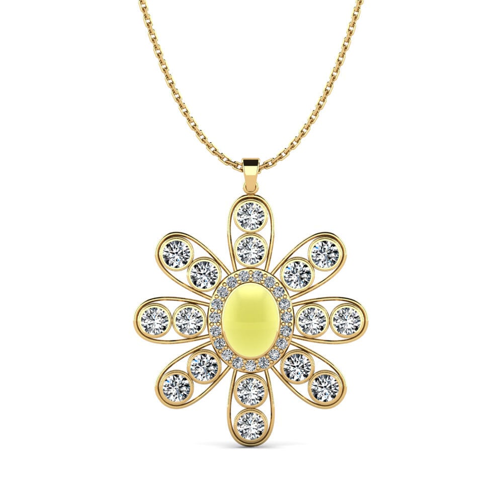9k Oro Amarillo Topacio Limón Cabujón Colgante de Mujer Garvin