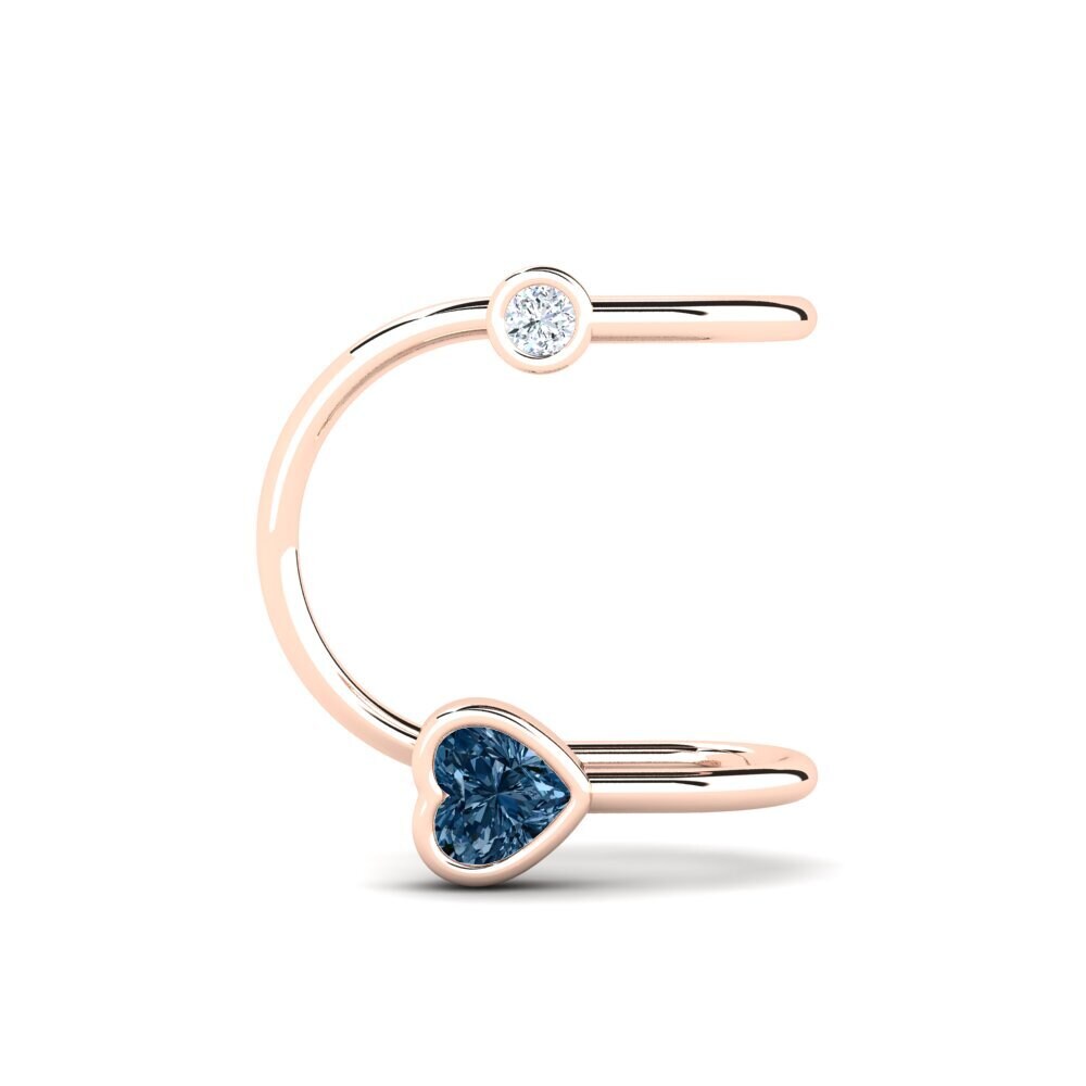 Ouro Rosa 14K Diamante Azul Brincos Feminino Gaskell