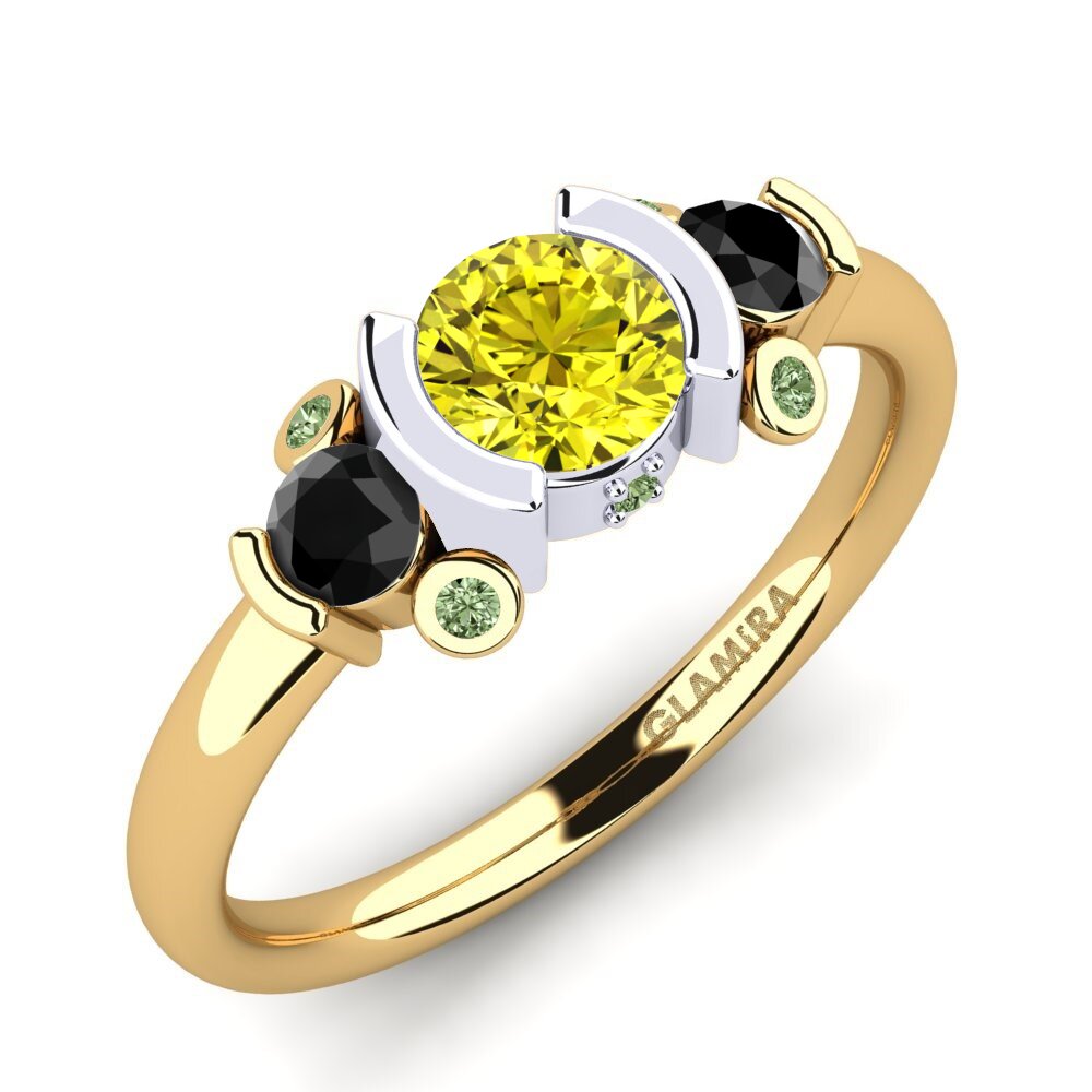 14k Oro Amarillo/Blanco Anillo de compromiso Gaspara