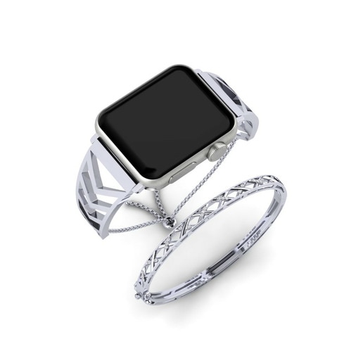Apple Watch® Gateway Set Stainless Steel / 750 White Gold & Đá Sapphire Trắng