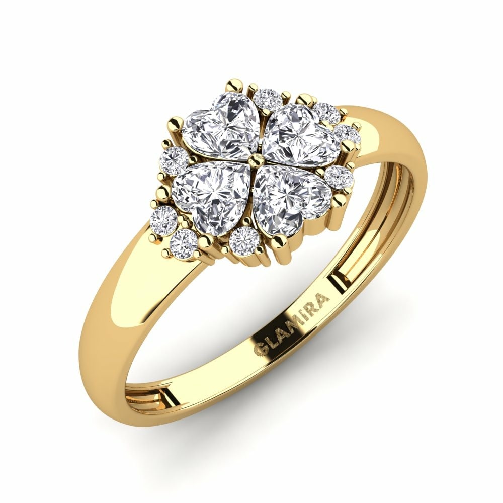 Flower Promise Rings GLAMIRA Gautvin 585 Yellow Gold Diamond
