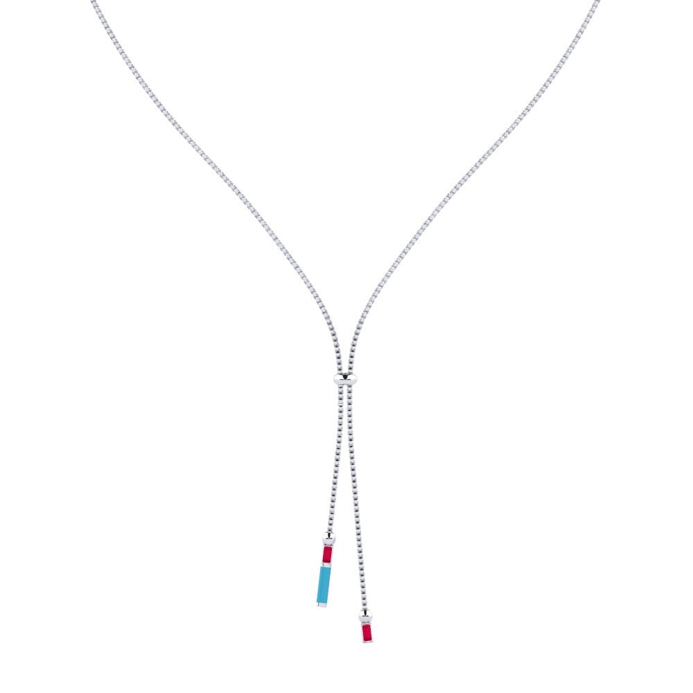 18ct White Gold Ruby Women's Necklace Gavdou