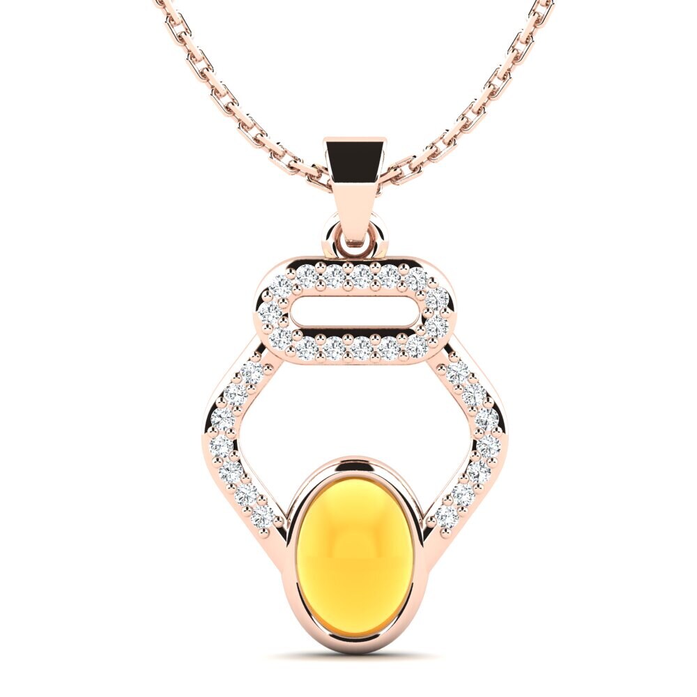 14k Oro Rosa Citrino Cabujón Colgante de Mujer Gavenia