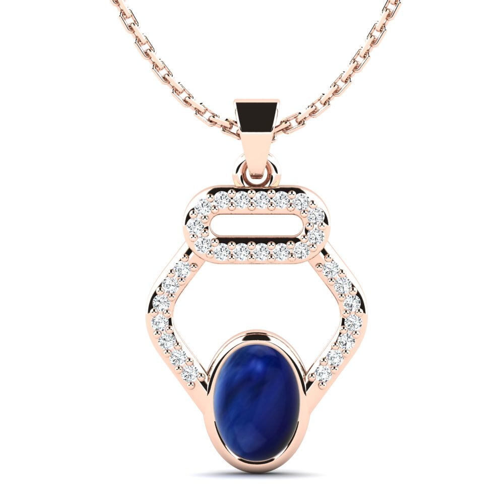 14k Oro Rosa Zafiro Cabujón Colgante de Mujer Gavenia