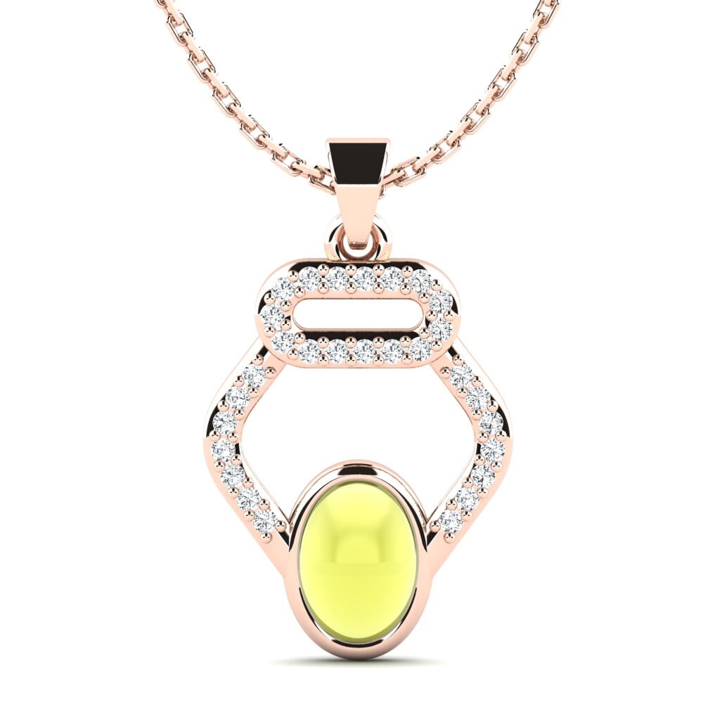14k Oro Rosa Topacio Limón Cabujón Colgante de Mujer Gavenia