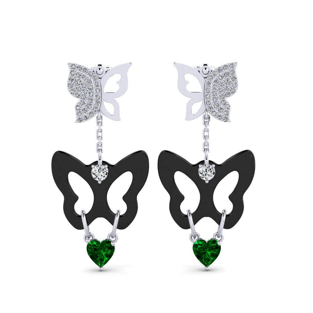 950 Platinum Green Zirconia Women's Earring Gayton