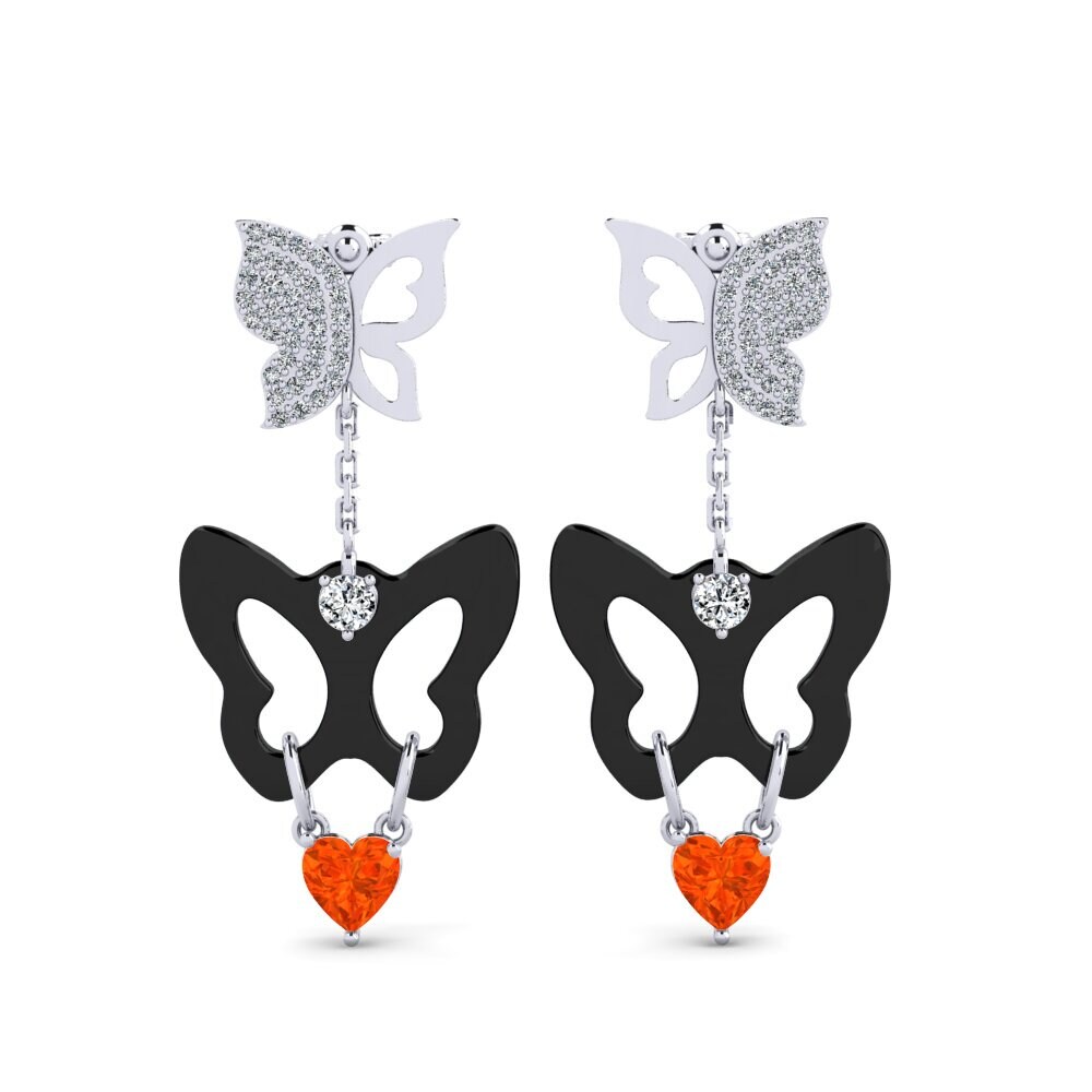 950 Platinum Fire Opal Women's Earring Gayton