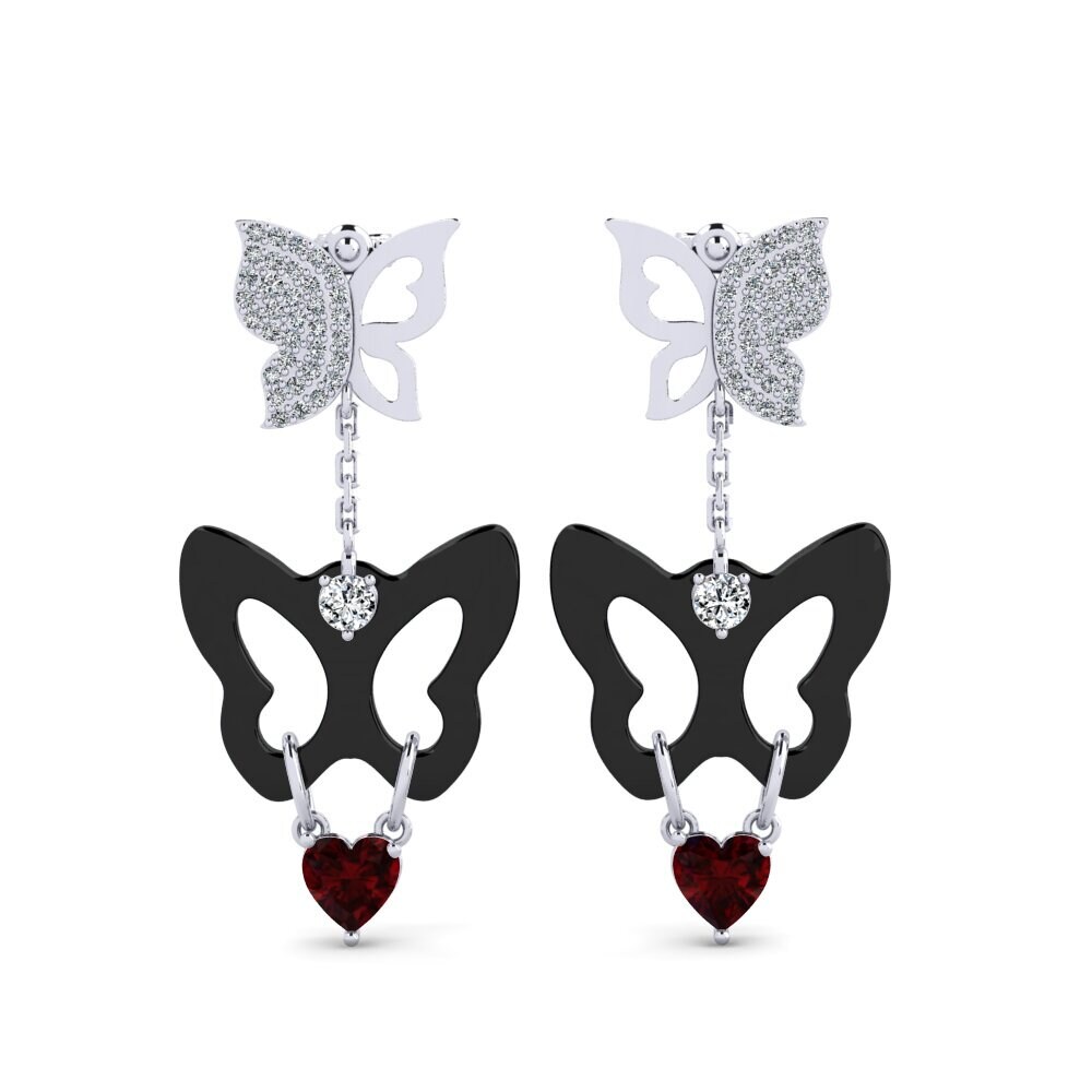 950 Platinum Garnet Women's Earring Gayton