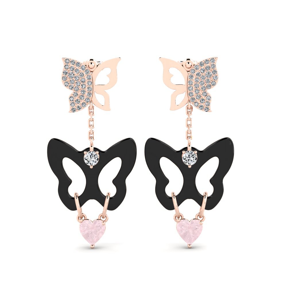 18ct Rose Gold Rose Quartz Women's Earring Gayton