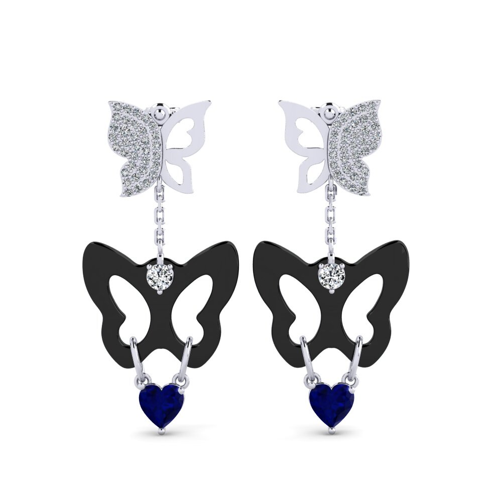White Silver Sapphire Women's Earring Gayton