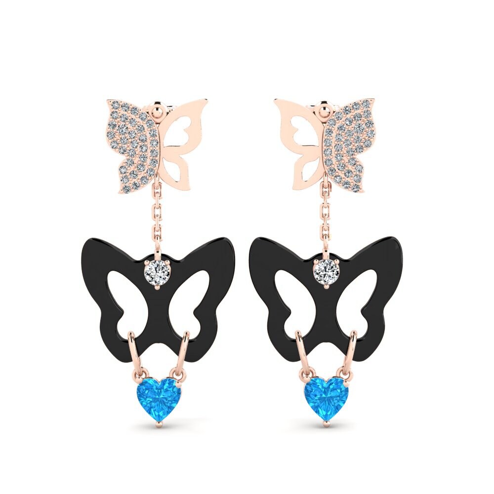 9ct Rose Gold Blue Topaz Women's Earring Gayton