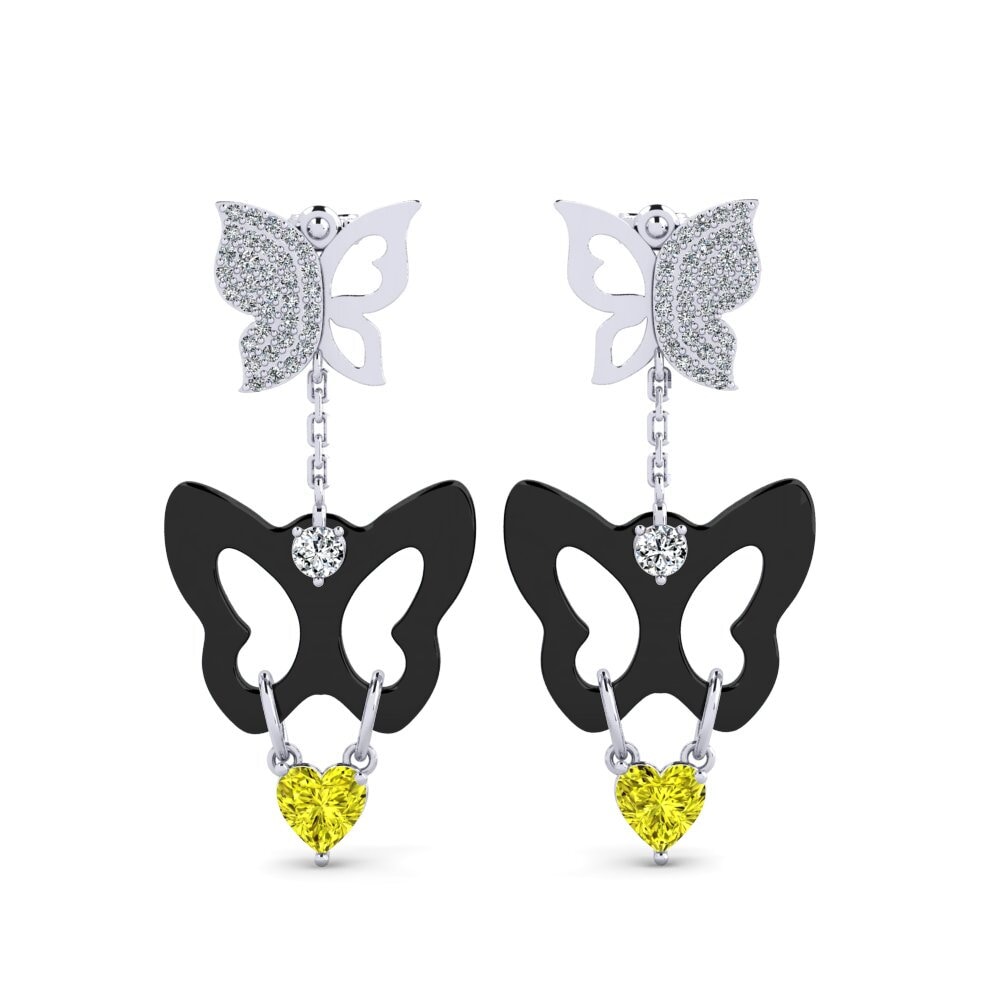 14ct White Gold Yellow Diamond Women's Earring Gayton