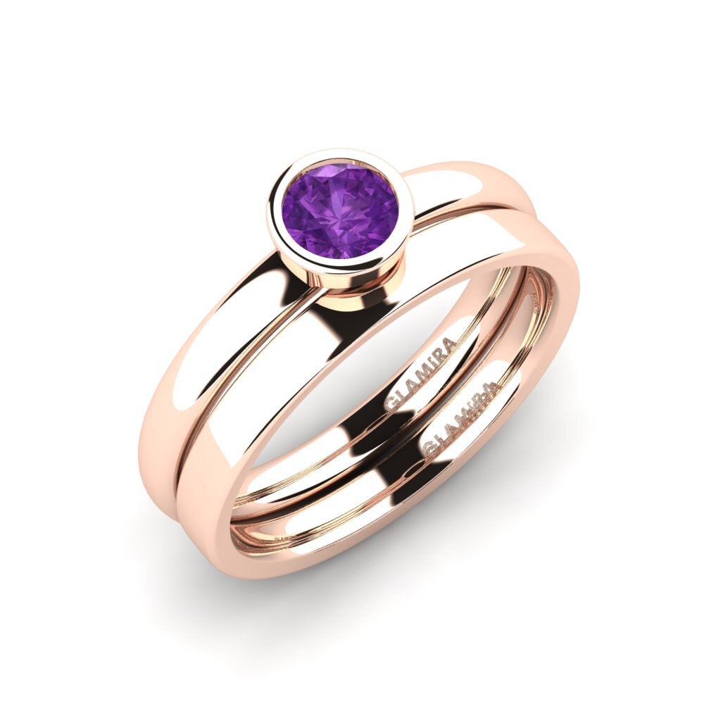 9ct Rose Gold Amethyst Bridal Set True Love
