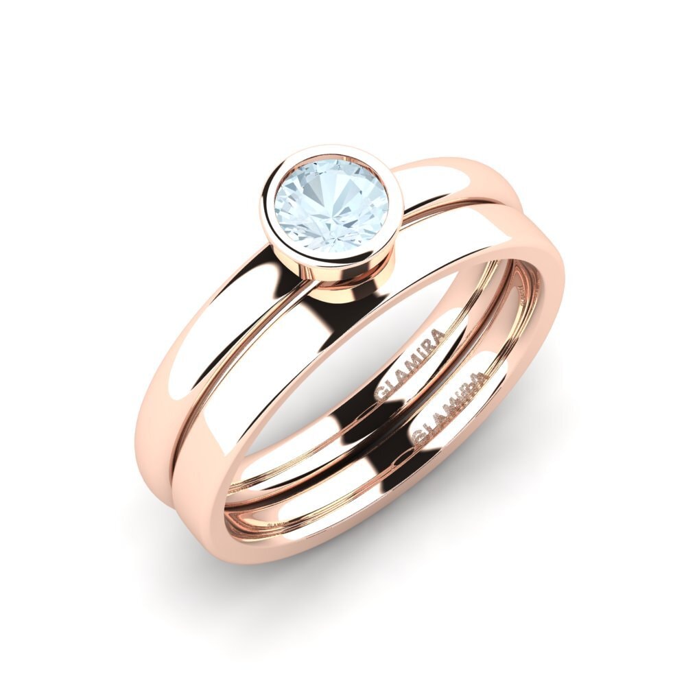 9ct Rose Gold Aquamarine Bridal Set True Love