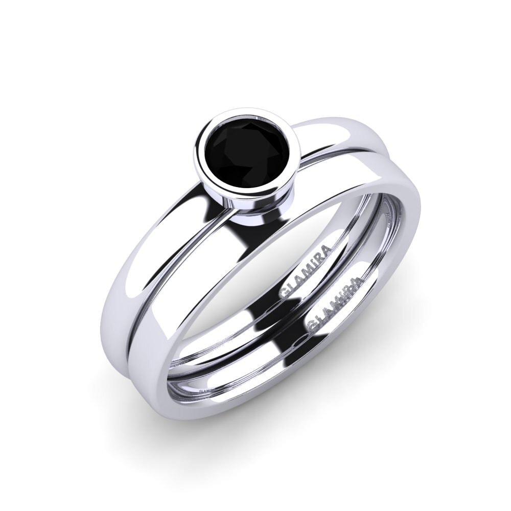 9ct White Gold Black Onyx Bridal Set True Love