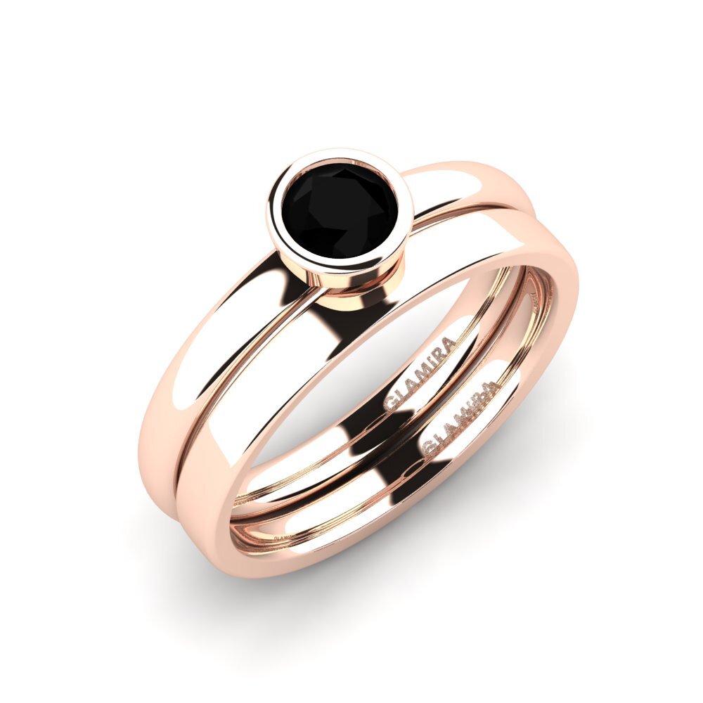 9ct Rose Gold Black Sapphire Bridal Set True Love