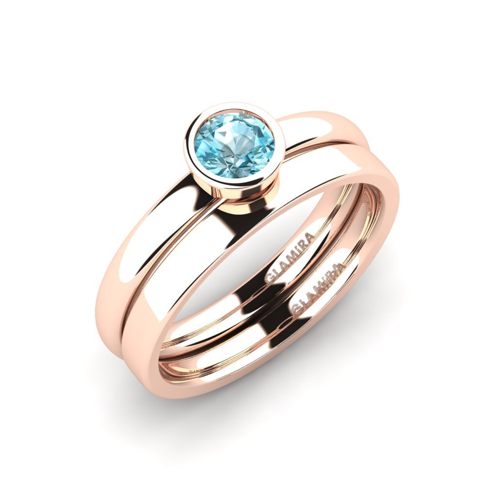 9ct Rose Gold Blue Zircon Bridal Set True Love