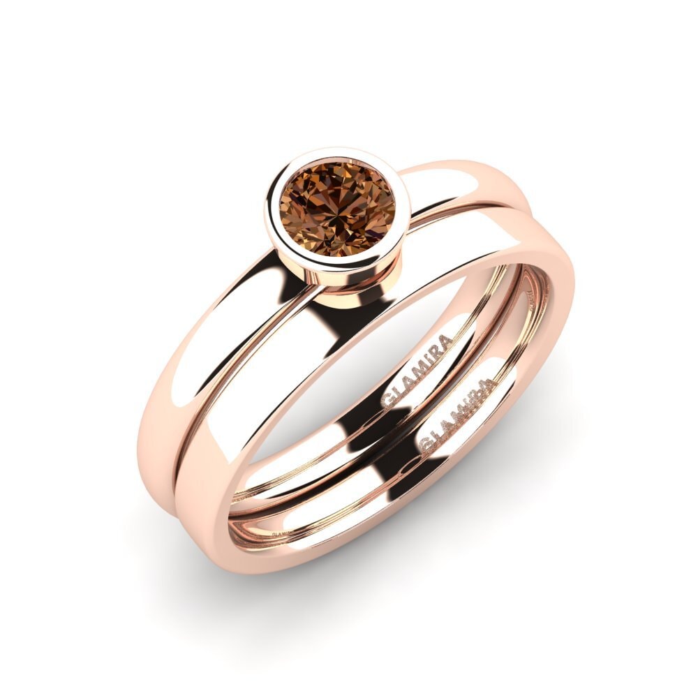 14ct Rose Gold Brown Diamond Bridal Set True Love