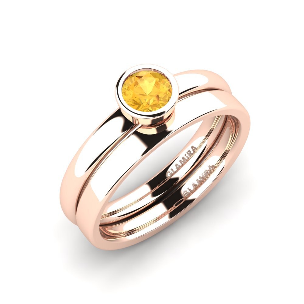 14ct Rose Gold Citrine Bridal Set True Love
