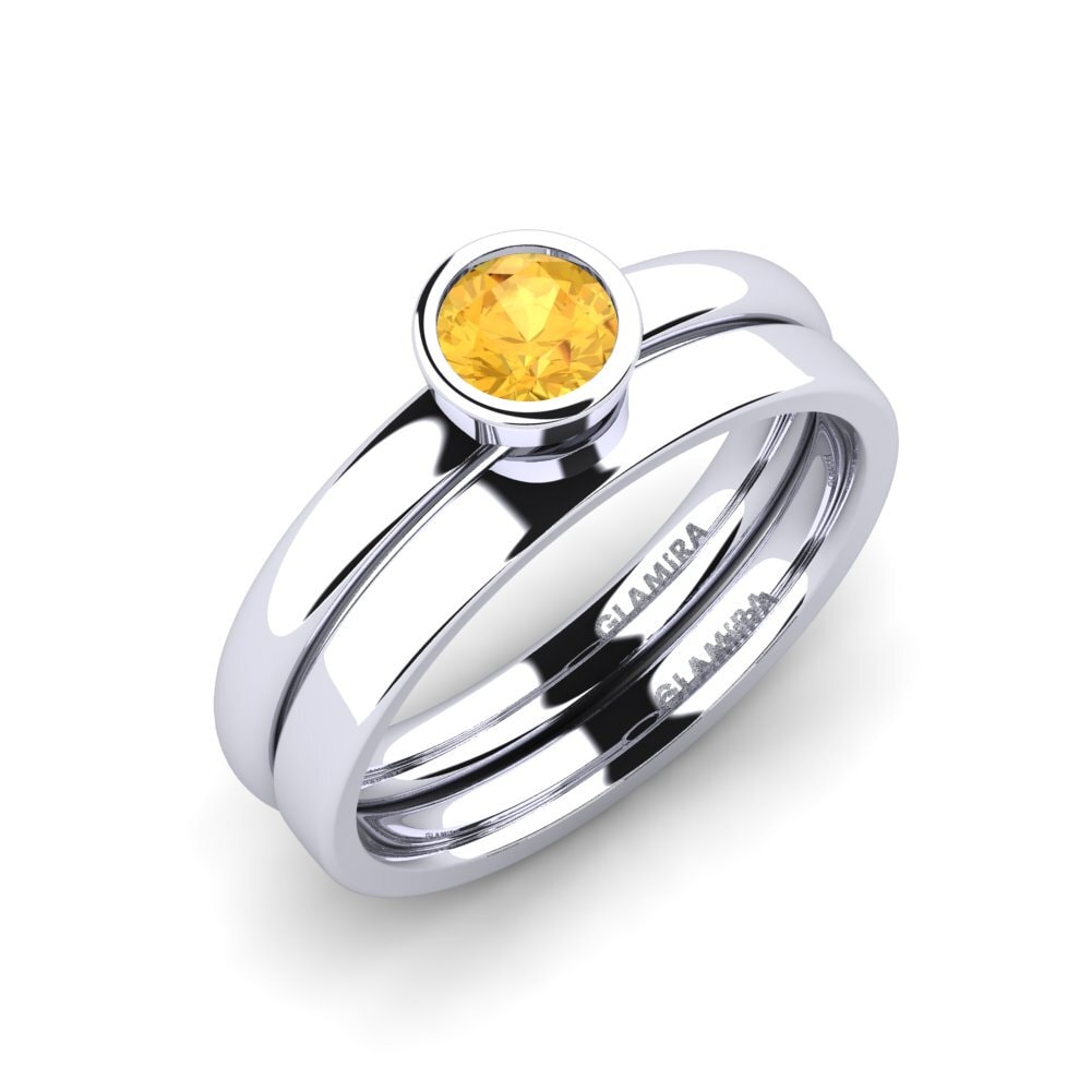 White Silver Citrine Bridal Set True Love