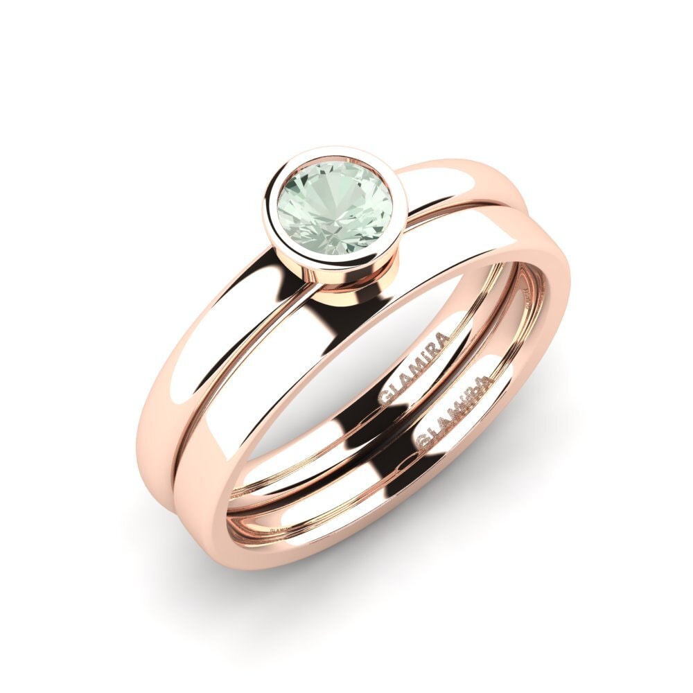 14ct Rose Gold Green Amethyst Bridal Set True Love