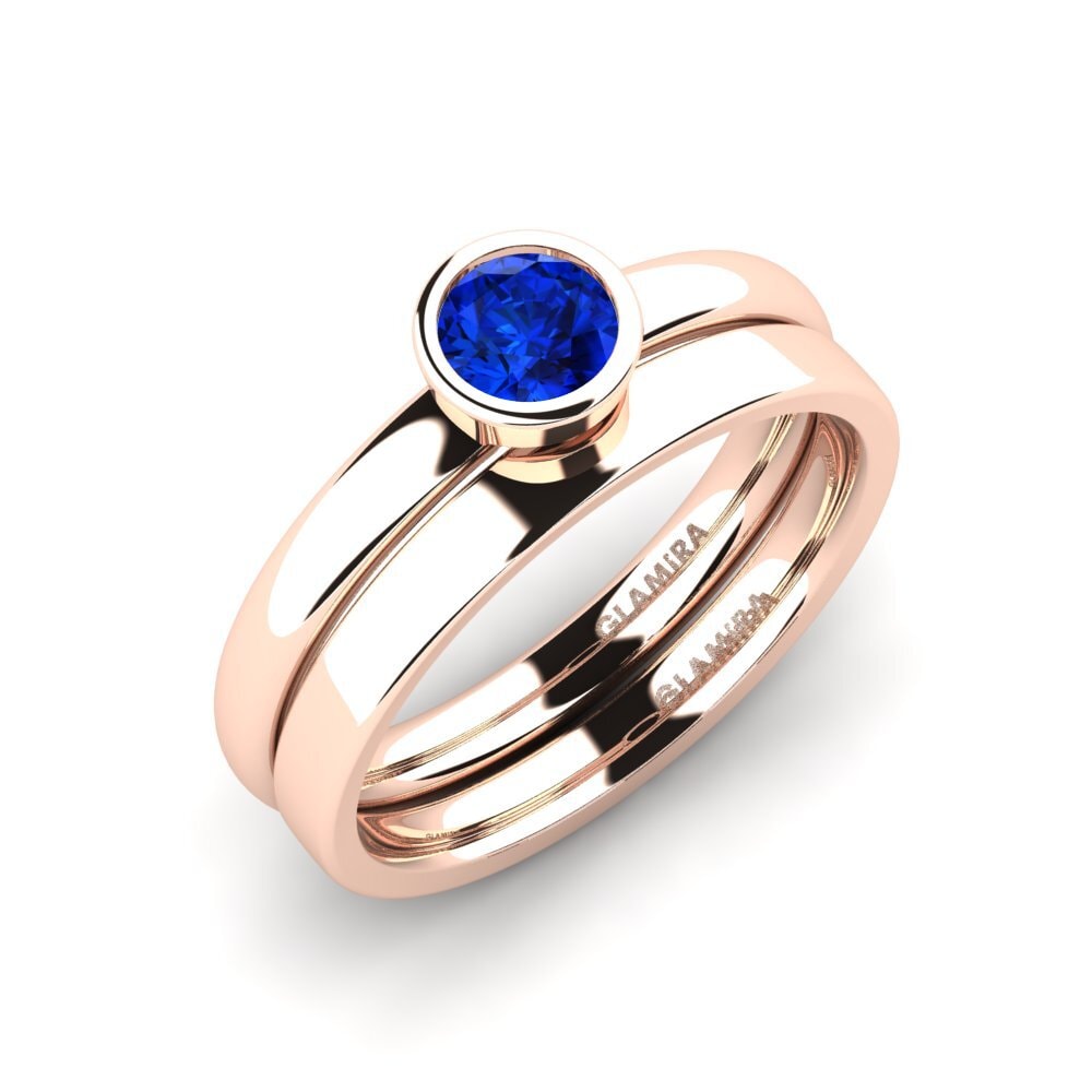 14ct Rose Gold Sapphire (Lab Created) Bridal Set True Love