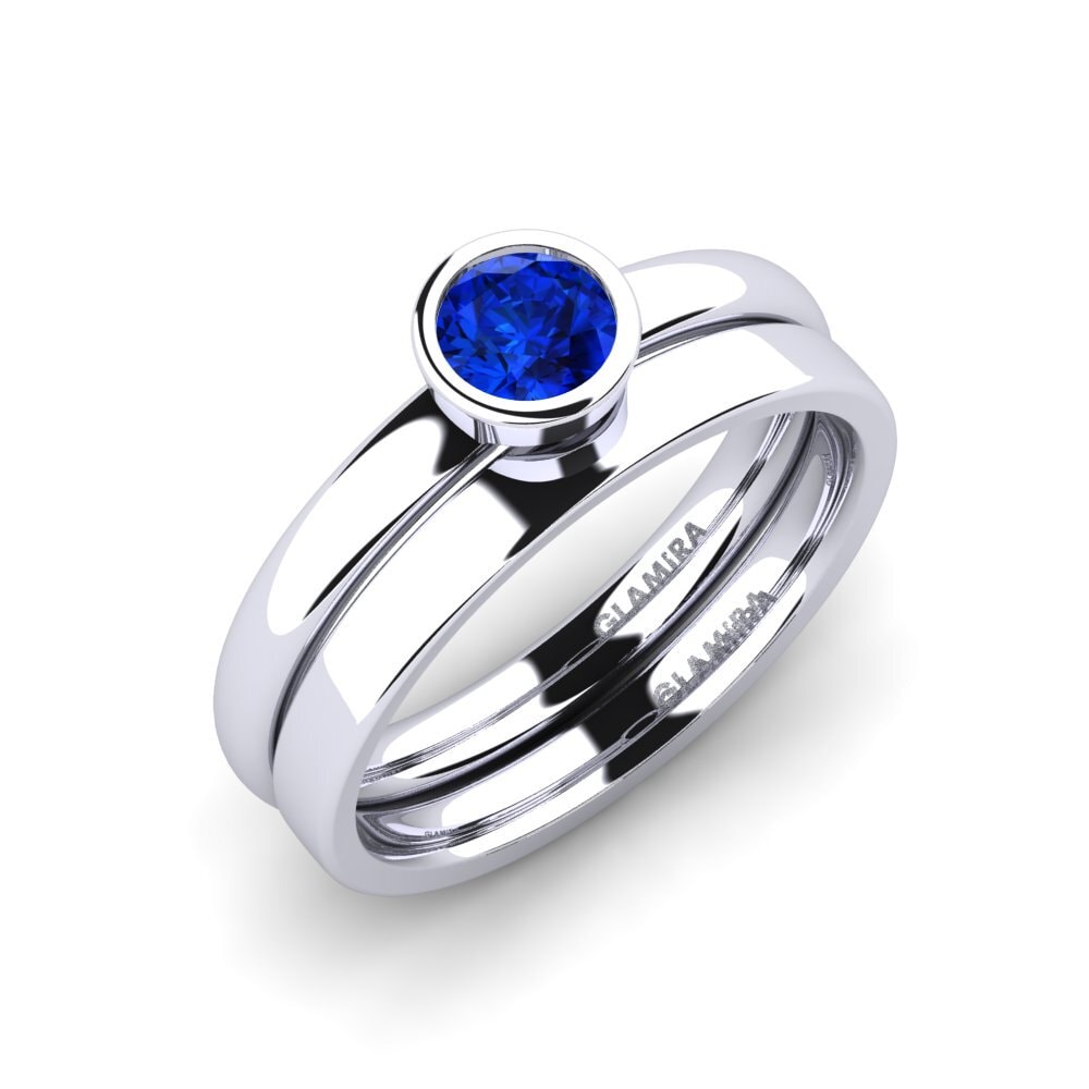 14ct White Gold Sapphire (Lab Created) Bridal Set True Love