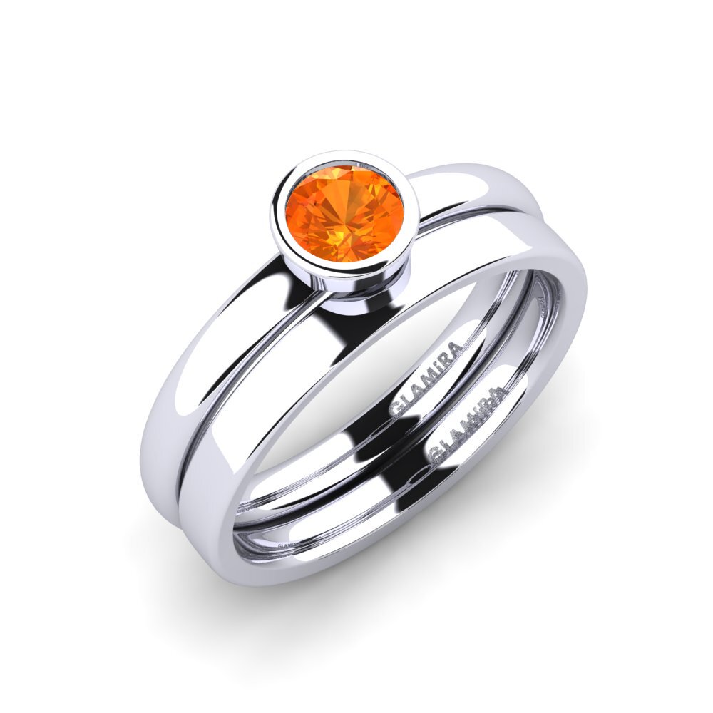 14ct White Gold Orange Sapphire Bridal Set True Love