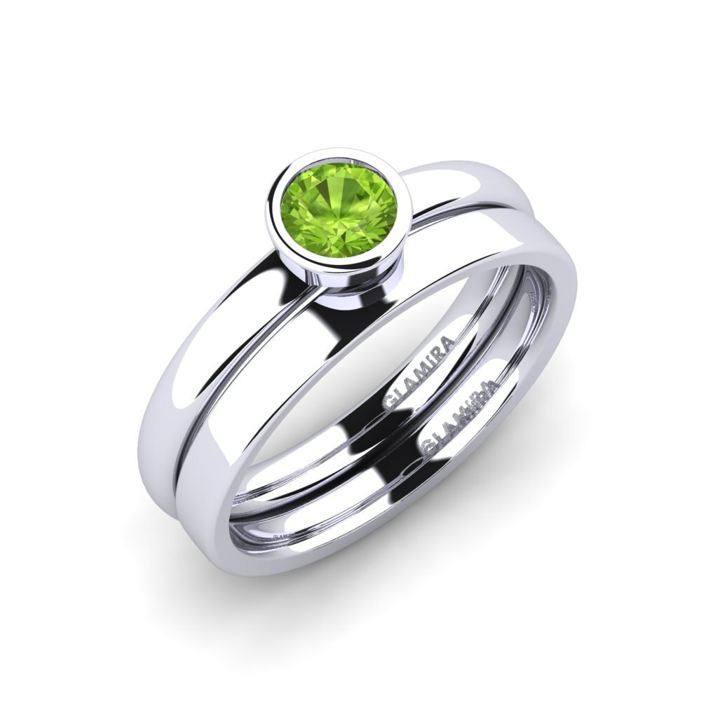 14ct White Gold Peridot Bridal Set True Love